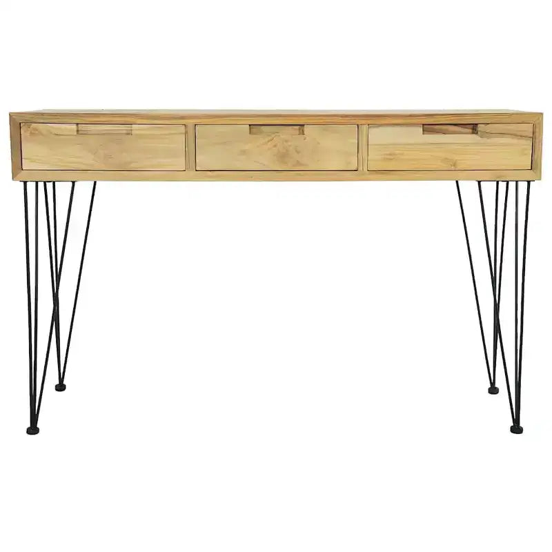 Mesa consola de teca maciza de 120x35x76 cm