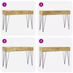 Mesa consola de teca maciza de 120x35x76 cm