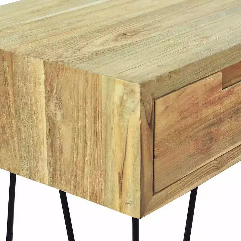 Mesa consola de teca maciza de 120x35x76 cm