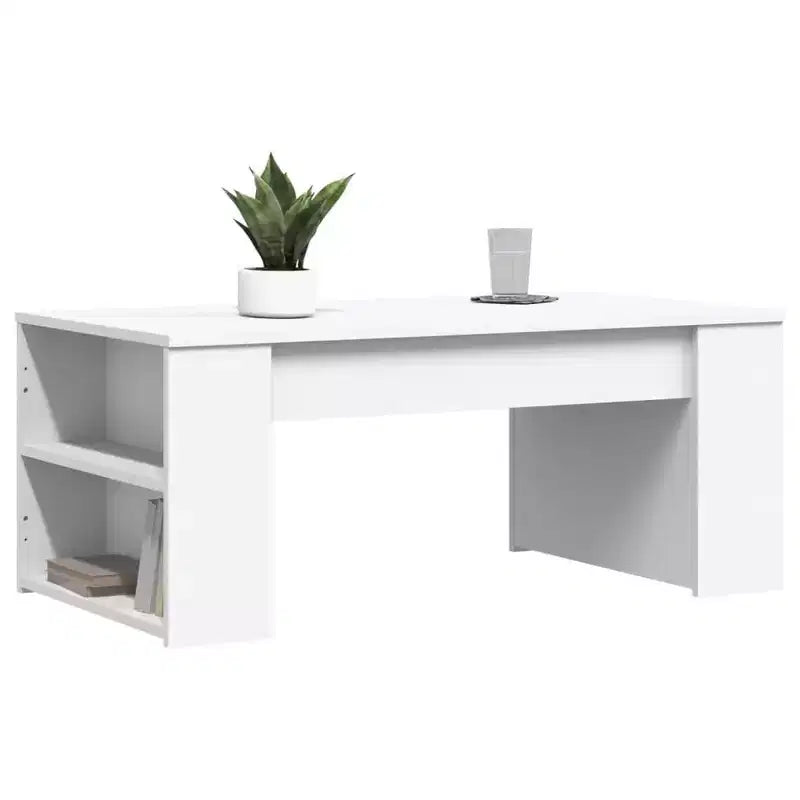 Mesa de centro blanca de madera manufacturada, mesa auxiliar pequeña