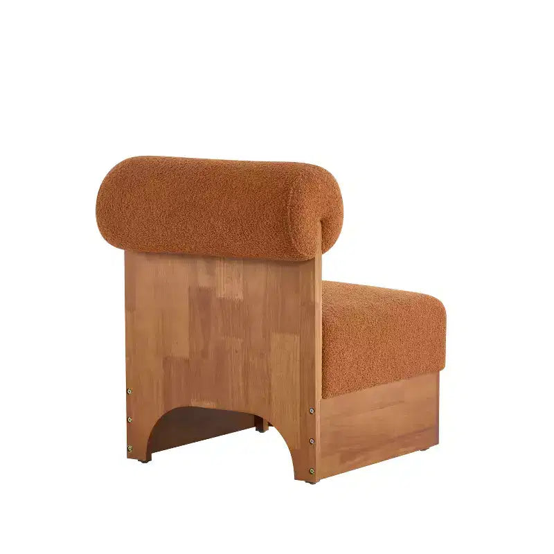 Sillón moderno de Boucle, marco de madera maciza, respaldo enrollado, tapicería suave y duradera, sala de estar, dormitorio, oficina