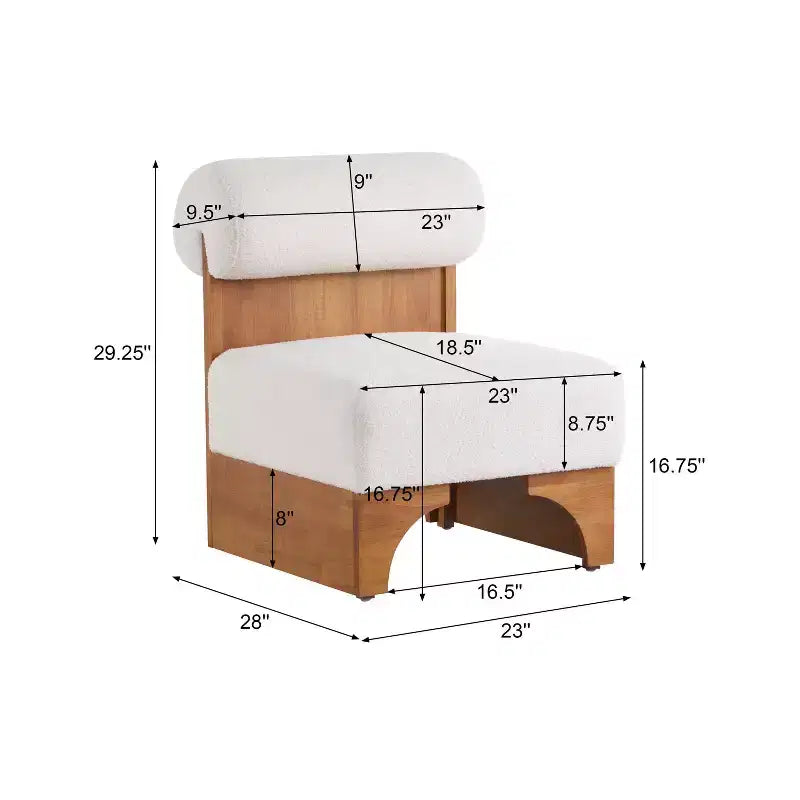 Sillón moderno de Boucle, marco de madera maciza, respaldo enrollado, tapicería suave y duradera, sala de estar, dormitorio, oficina