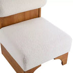 Sillón moderno de Boucle, marco de madera maciza, respaldo enrollado, tapicería suave y duradera, sala de estar, dormitorio, oficina