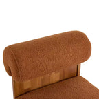 Sillón moderno de Boucle, marco de madera maciza, respaldo enrollado, tapicería suave y duradera, sala de estar, dormitorio, oficina