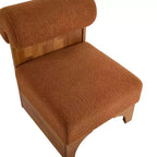 Sillón moderno de Boucle, marco de madera maciza, respaldo enrollado, tapicería suave y duradera, sala de estar, dormitorio, oficina