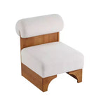 Sillón moderno de Boucle, marco de madera maciza, respaldo enrollado, tapicería suave y duradera, sala de estar, dormitorio, oficina