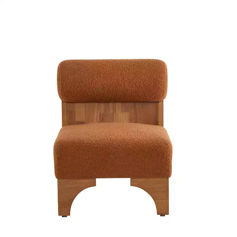 Sillón moderno de Boucle, marco de madera maciza, respaldo enrollado, tapicería suave y duradera, sala de estar, dormitorio, oficina