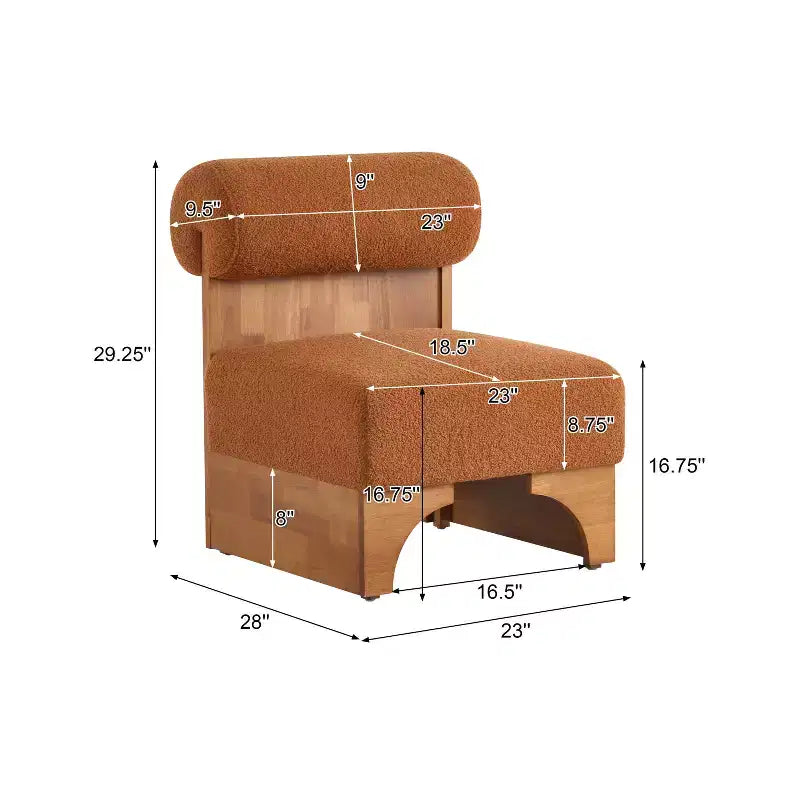 Sillón moderno de Boucle, marco de madera maciza, respaldo enrollado, tapicería suave y duradera, sala de estar, dormitorio, oficina