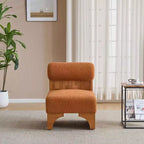 Sillón moderno de Boucle, marco de madera maciza, respaldo enrollado, tapicería suave y duradera, sala de estar, dormitorio, oficina