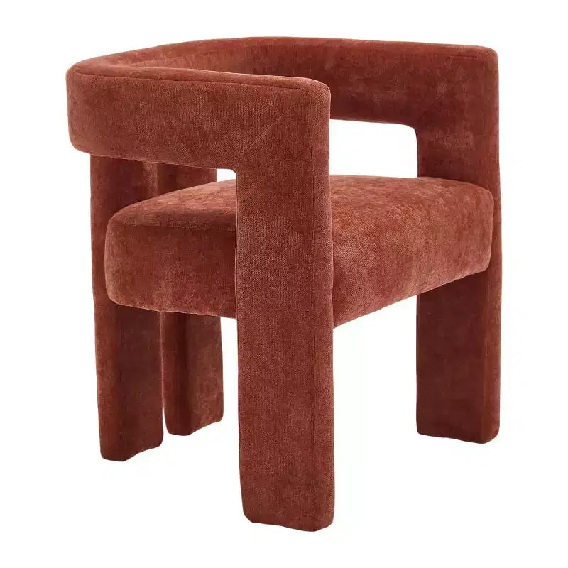 Sillas de comedor modernas tapizadas en chenilla con diseño de barril y estructura de madera, sillones decorativos para cocina, comedor o salón
