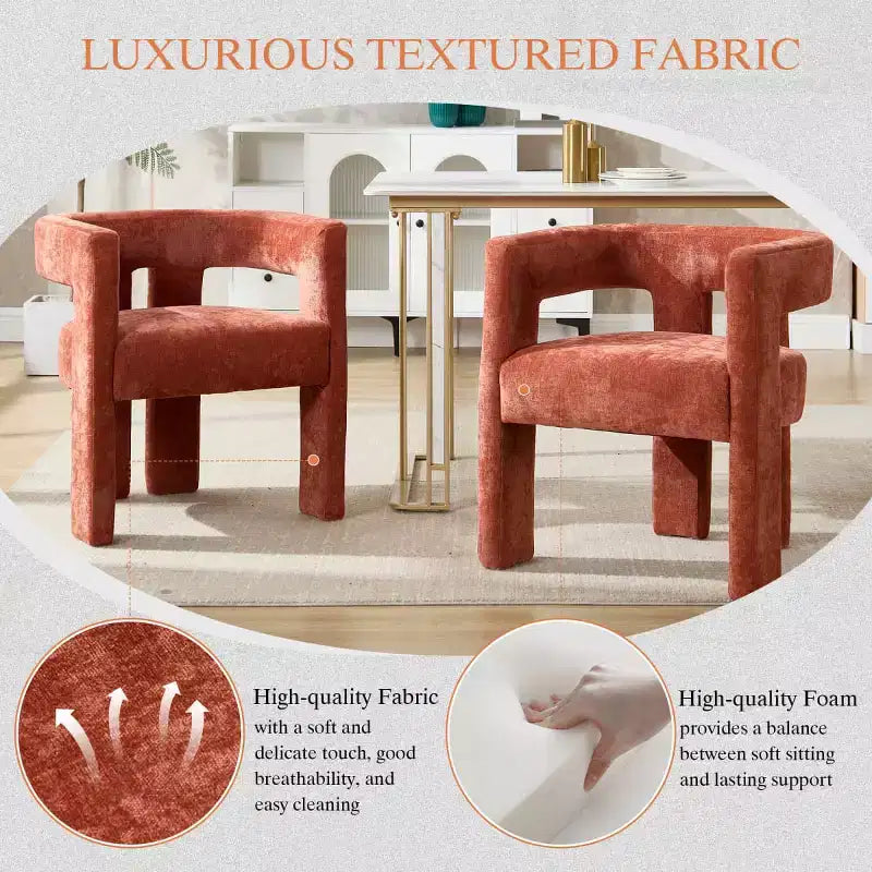 Sillas de comedor modernas tapizadas en chenilla con diseño de barril y estructura de madera, sillones decorativos para cocina, comedor o salón