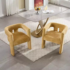Sillas de comedor modernas tapizadas en chenilla con diseño de barril y estructura de madera, sillones decorativos para cocina, comedor o salón