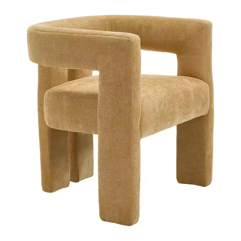 Sillas de comedor modernas tapizadas en chenilla con diseño de barril y estructura de madera, sillones decorativos para cocina, comedor o salón