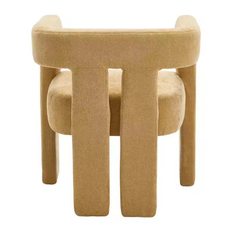 Sillas de comedor modernas tapizadas en chenilla con diseño de barril y estructura de madera, sillones decorativos para cocina, comedor o salón