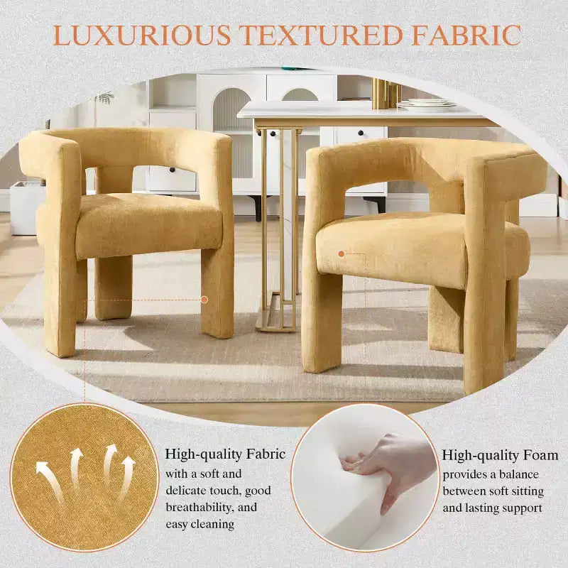 Sillas de comedor modernas tapizadas en chenilla con diseño de barril y estructura de madera, sillones decorativos para cocina, comedor o salón