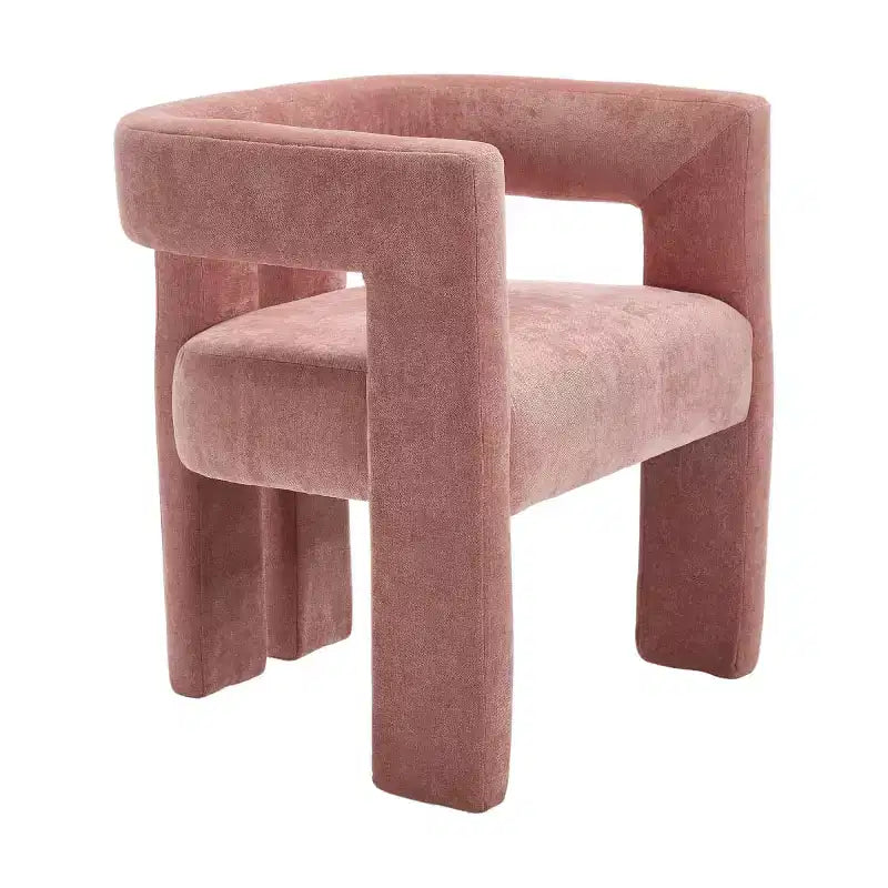 Sillas de comedor modernas tapizadas en chenilla con diseño de barril y estructura de madera, sillones decorativos para cocina, comedor o salón