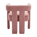 Sillas de comedor modernas tapizadas en chenilla con diseño de barril y estructura de madera, sillones decorativos para cocina, comedor o salón