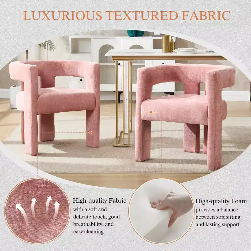 Sillas de comedor modernas tapizadas en chenilla con diseño de barril y estructura de madera, sillones decorativos para cocina, comedor o salón