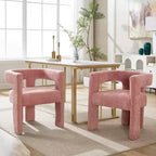 Sillas de comedor modernas tapizadas en chenilla con diseño de barril y estructura de madera, sillones decorativos para cocina, comedor o salón