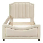 Cama de día tapizada tamaño Twin, cabecero con orejas de conejo, habitación infantil, rosa