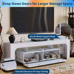 Mueble de TV estilo granja con luces y almacenamiento, centro de entretenimiento con 2 cajones y estantes ajustables para televisores de hasta 70 pulgadas
