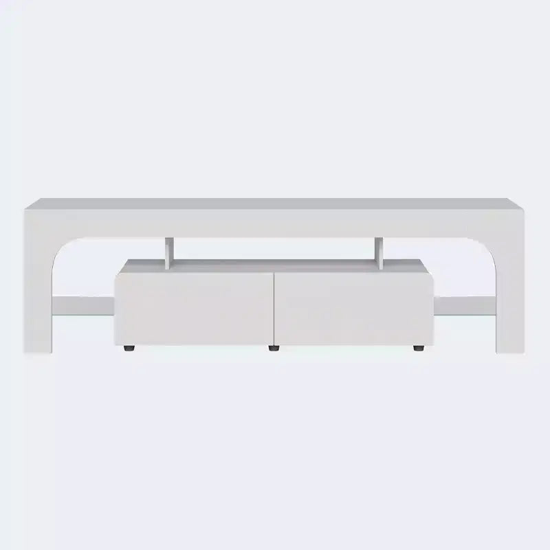 Mueble de TV estilo granja con luces y almacenamiento, centro de entretenimiento con 2 cajones y estantes ajustables para televisores de hasta 70 pulgadas