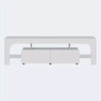 Mueble de TV estilo granja con luces y almacenamiento, centro de entretenimiento con 2 cajones y estantes ajustables para televisores de hasta 70 pulgadas