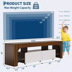 Mueble de TV estilo granja con luces y almacenamiento, centro de entretenimiento con 2 cajones y estantes ajustables para televisores de hasta 70 pulgadas