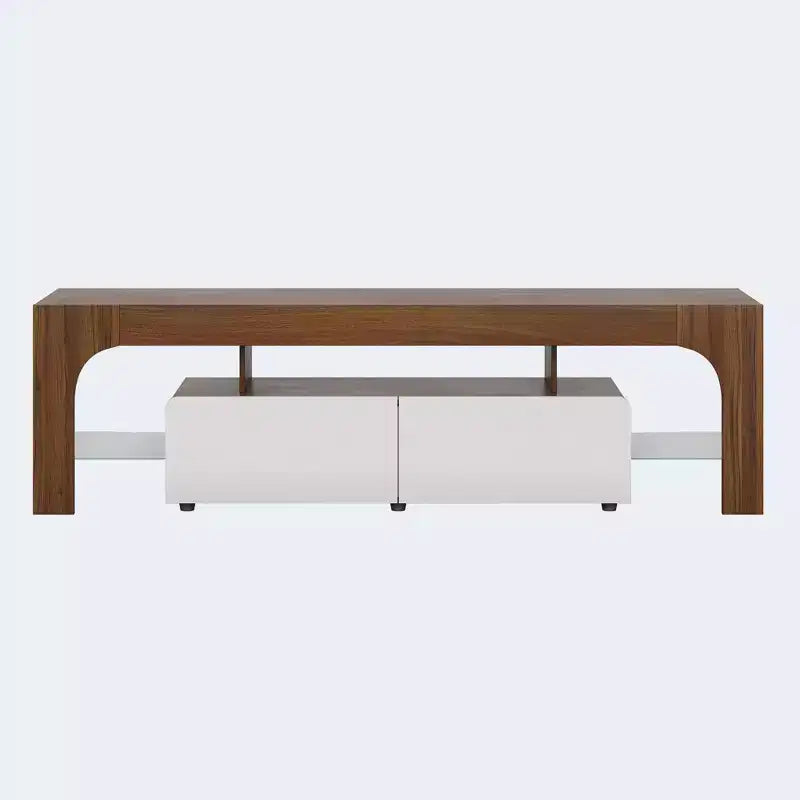 Mueble de TV estilo granja con luces y almacenamiento, centro de entretenimiento con 2 cajones y estantes ajustables para televisores de hasta 70 pulgadas