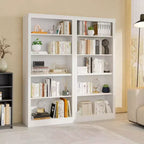 71 estantería alta blanca C, librería moderna de madera de 5 niveles para dormitorio, sala de estar y oficina
