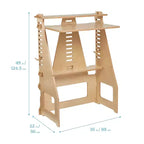 Escritorio de Madera "Crece Conmigo" para Sentarse o Estar de Pie, Ajustable, Mueble Montessori, Natural