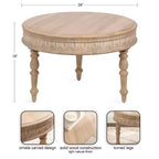 Mesa de centro redonda tallada de madera Patresa, 28x28x18, Natural