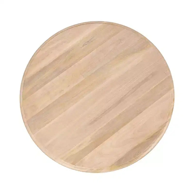 Mesa de centro redonda tallada de madera Patresa, 28x28x18, Natural