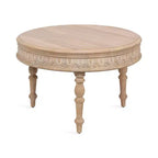 Mesa de centro redonda tallada de madera Patresa, 28x28x18, Natural