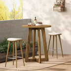 Lantine Round Bar Table, 40.15 Bar Height, Bistro Pub Table for Small Bars, Living Room, Kitchen, Brown (Only Table)