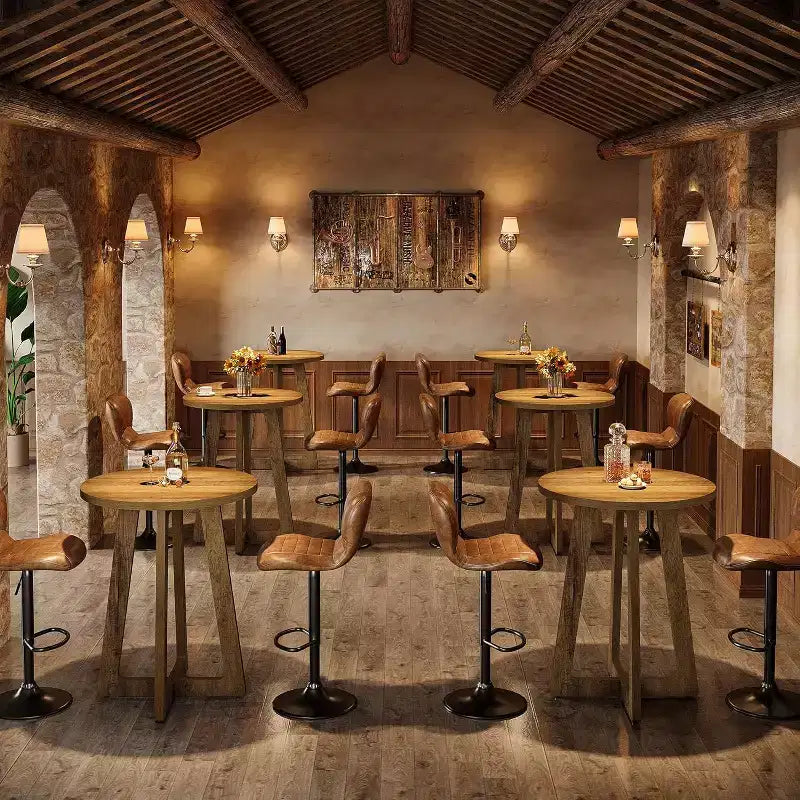 Mesa redonda de bar, altura de barra de 40.15, mesa de bistró para bares pequeños, sala de estar, cocina, marrón (solo mesa)