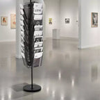 Expositor de folletos giratorio, expositor de literatura para revistas de malla de 30 bolsillos, revistero portátil de pie, negro