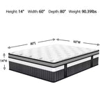 Colchón Queen Size en Caja de Gel Refrescante, Colchón en Caja de 14 Pulgadas, Firmeza Media para Alivio de Presión y Sueño Más Fresco, Aislamiento de Movimiento