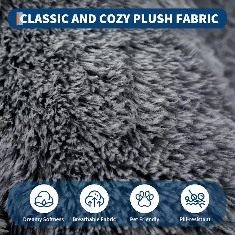 Cama para Perros para Humanos y Mascotas, 67x43x8 Cama para Perros Tamaño Humano con Almohada y Asa Portátil, Cama Ortopédica Lavable de Pelo Sintético para Perros