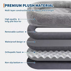 Cama para Perros para Humanos y Mascotas, 67x43x8 Cama para Perros Tamaño Humano con Almohada y Asa Portátil, Cama Ortopédica Lavable de Pelo Sintético para Perros