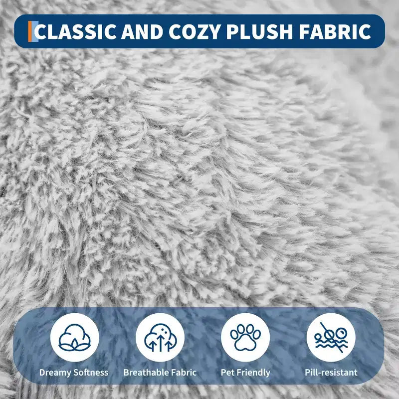 Cama para Perros para Humanos y Mascotas, 67x43x8 Cama para Perros Tamaño Humano con Almohada y Asa Portátil, Cama Ortopédica Lavable de Pelo Sintético para Perros
