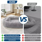 Cama para Perros para Humanos y Mascotas, 67x43x8 Cama para Perros Tamaño Humano con Almohada y Asa Portátil, Cama Ortopédica Lavable de Pelo Sintético para Perros