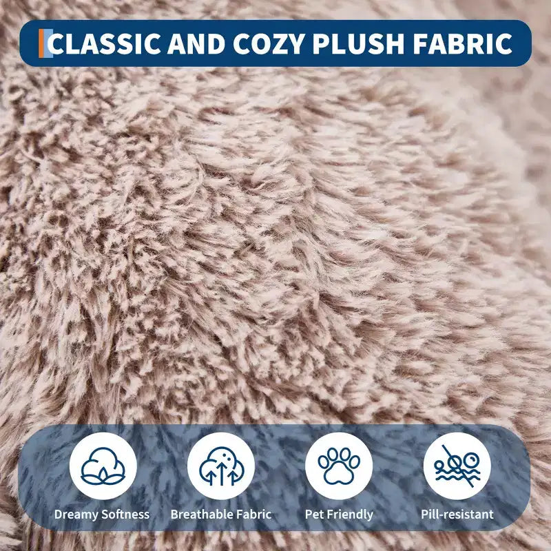 Cama para Perros para Humanos y Mascotas, 67x43x8 Cama para Perros Tamaño Humano con Almohada y Asa Portátil, Cama Ortopédica Lavable de Pelo Sintético para Perros