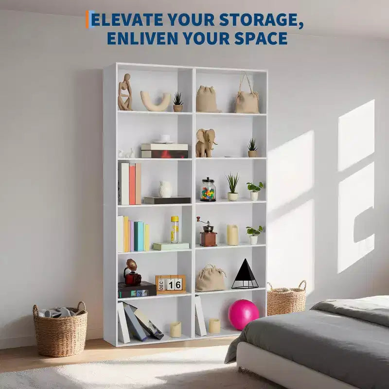 Estantería Industrial de 6 Niveles, Librero Alto con Capacidad de 35 Libras por Estante y Diseño Antivuelco para Sala de Estar, Oficina o Almacenamiento en Dormitorio