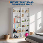Estantería Industrial de 6 Niveles, Librero Alto con Capacidad de 35 Libras por Estante y Diseño Antivuelco para Sala de Estar, Oficina o Almacenamiento en Dormitorio