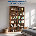 Estantería Industrial de 6 Niveles, Librero Alto con Capacidad de 35 Libras por Estante y Diseño Antivuelco para Sala de Estar, Oficina o Almacenamiento en Dormitorio