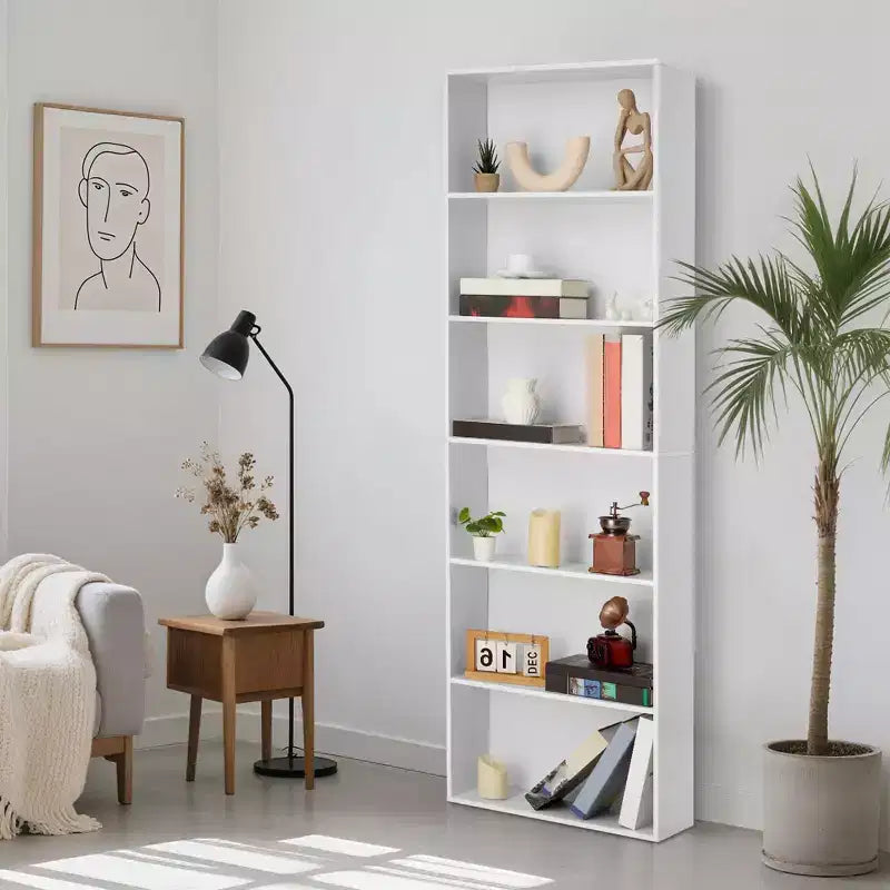 Estantería Industrial de 6 Niveles, Librero Alto con Capacidad de 35 Libras por Estante y Diseño Antivuelco para Sala de Estar, Oficina o Almacenamiento en Dormitorio
