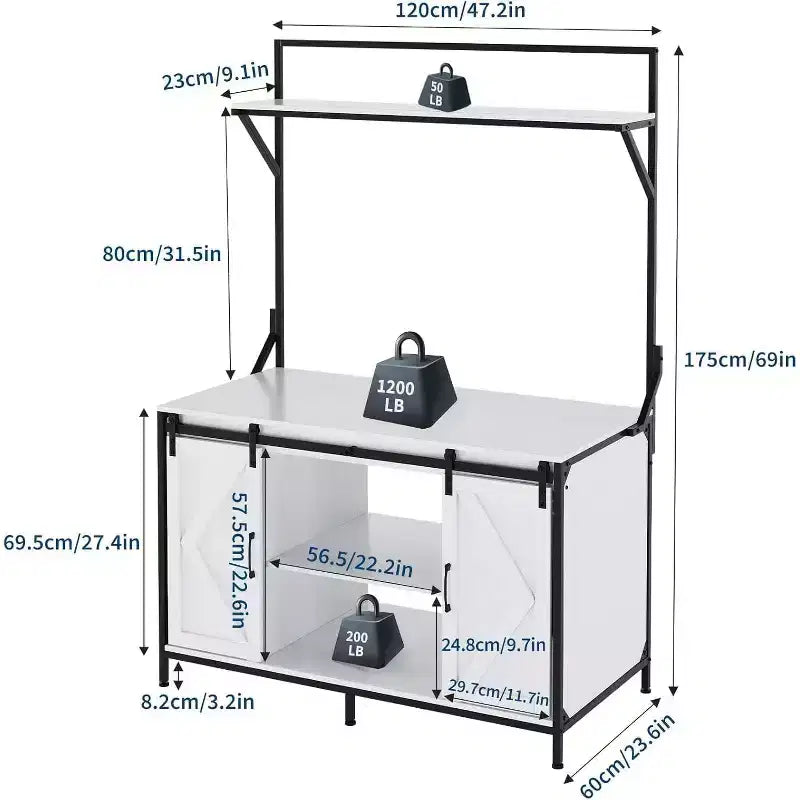 Soporte para tanques de reptiles para acuarios de hasta 120 galones, soporte para terrarios de 48 x 24 con armario de almacenamiento y estante de exhibición
