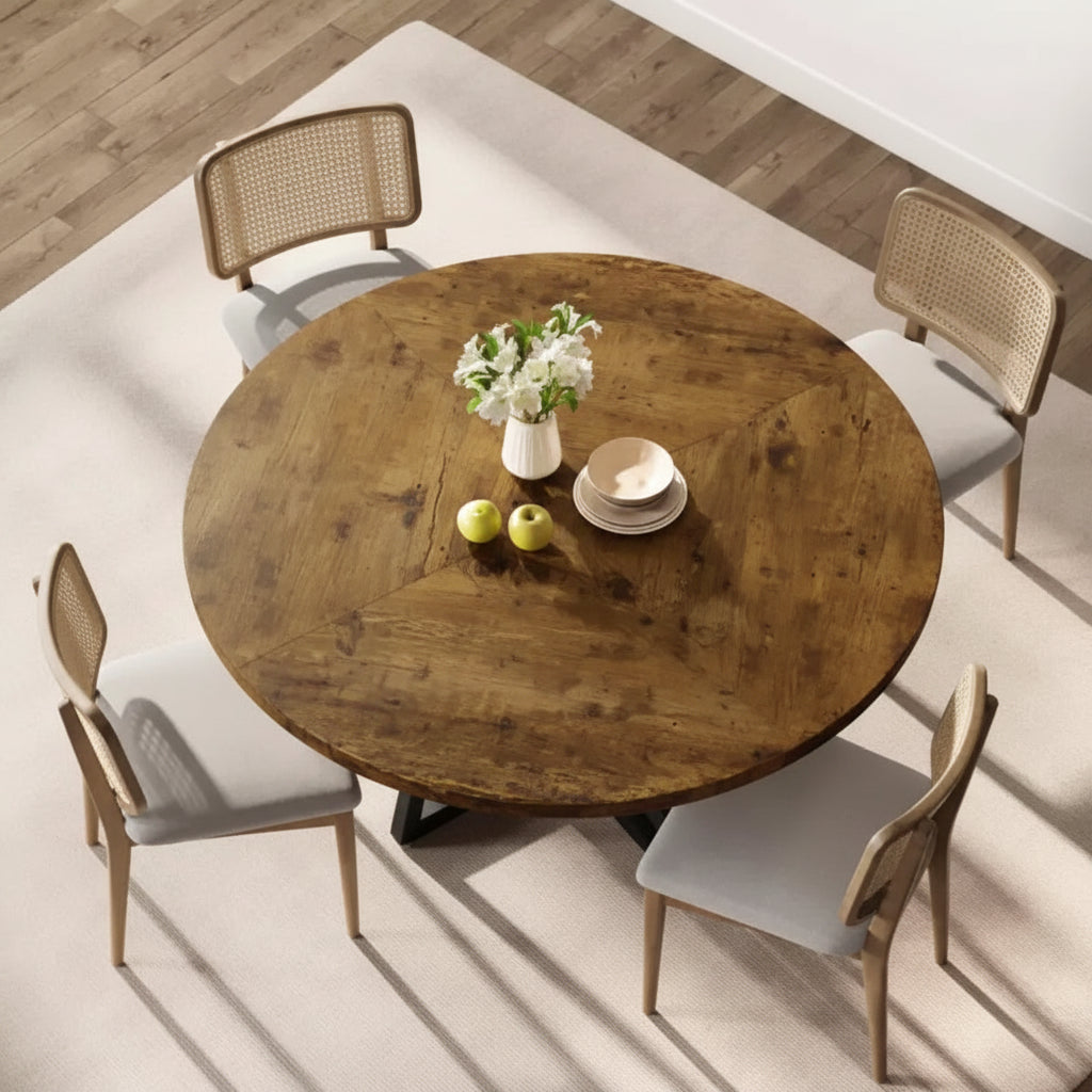 Mesa de comedor redonda de MDF y hierro (nuevo modelo)
