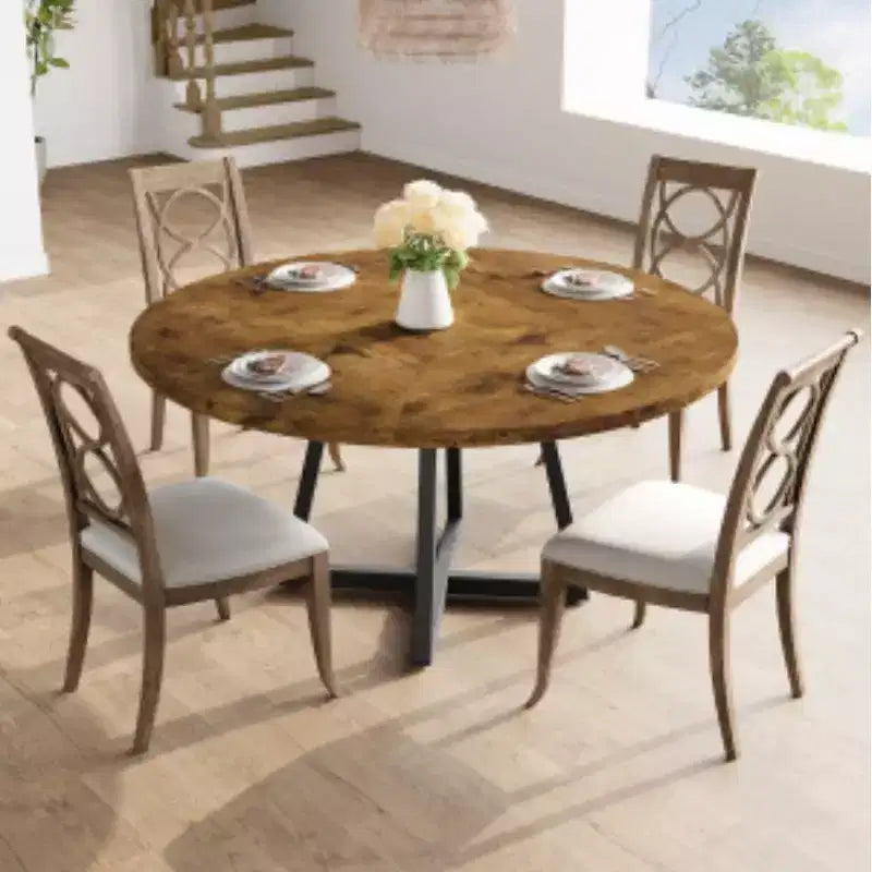 Mesa de comedor redonda de MDF y hierro (nuevo modelo)